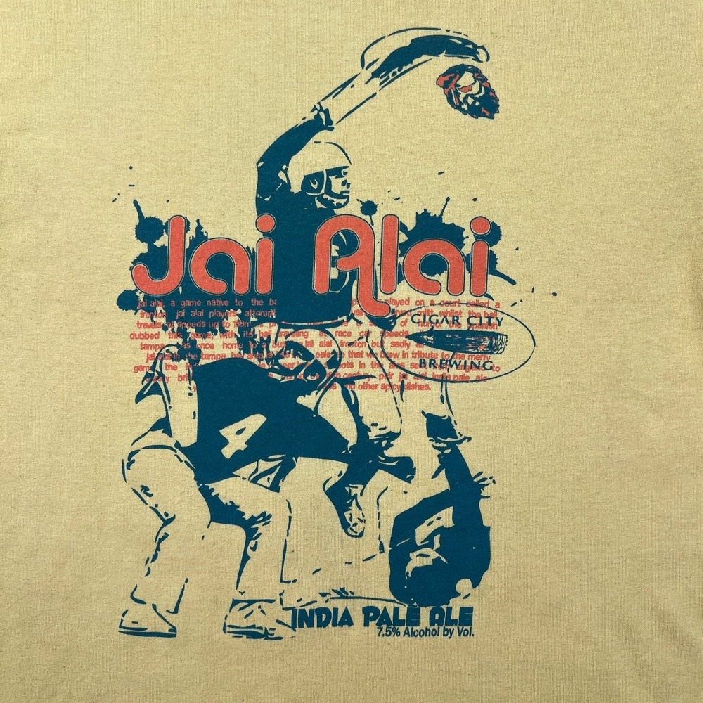 Vintage Jai Alai IPA Beer Cigar City Brewing Lacrosse T-Shirt Mens M Yellow Y2K - Picture 2 of 10